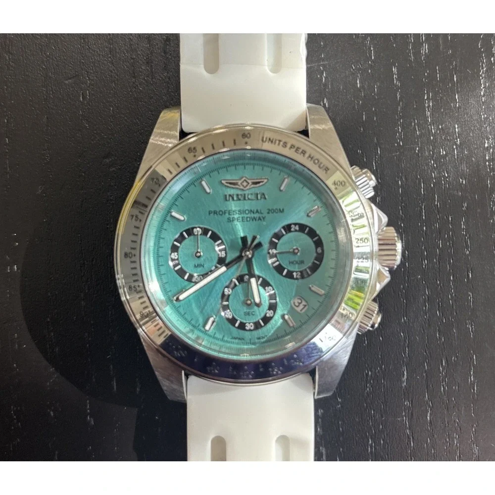 Invicta Speedway Montecarlo Men's Watch 39.5mm White Band Light Blue Dial 50489